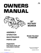 MTD 114-020-000 Owner's Manual