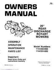 MTD 114-330-000 Owner's Manual