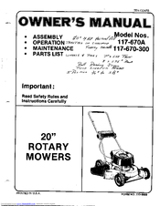 MTD 117-670A Owner's Manual