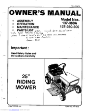 MTD 137-360A Owner's Manual