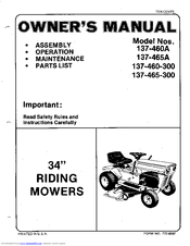 MTD 137-465A Owner's Manual