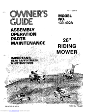 MTD 139-402A Owner's Manual