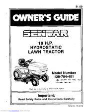 Sentar/MTD products 139-784-401 Owner's Manual