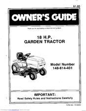MTD 814 Owner's Manual
