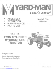 Yard-Man 14995-0 Owner's Manual
