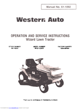 Western Auto MTD7122B09 Operation And Service Instructions Manual