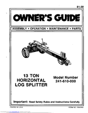 Bolens 241-610-000 Owner's Manual