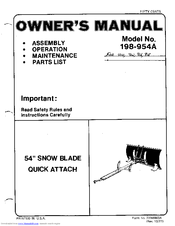 MTD 198-954A Owner's Manual