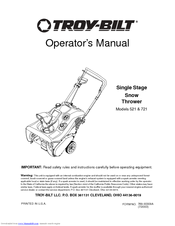 Troy-Bilt 721 Operator's Manual