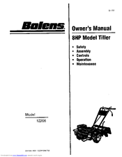 Bolens 12206 Owner's Manual