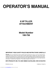 MTD 190-758 Operator's Manual