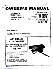 MTD 19981-9 Owner's Manual