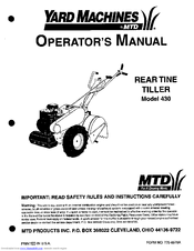 Yard Machines 430 Operator's Manual