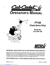 Cub Cadet FT-50 Operator's Manual