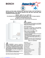 Bosch AquaStar 125FX LP Installation And Operating Instructions Manual