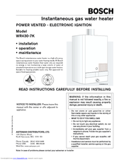 Bosch WR430-7K Installation, Operating And Maintenance Instructions