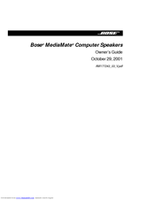 bose mediamate computer speakers manual