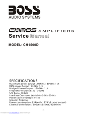 Boss Audio Systems CHAOS CH1500D Service Manual