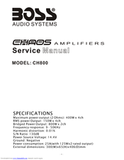 Boss Audio Systems CHAOS CH800 Service Manual