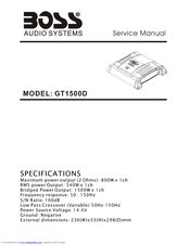Boss Audio Systems GT1500D Service Manual