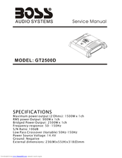 Boss Audio Systems GT2500D Service Manual
