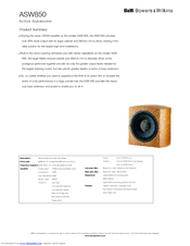 Bowers & Wilkins ASW850 Specification Sheet