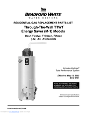 Bradford White MITW40L Series Replacement Parts List Manual