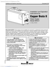 Bradford White Copper Brute II Installation And Operation Instructions Manual
