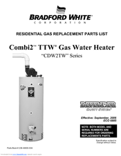 Bradford White Combi2 TTW CDW2TW75T Series Replacement Parts List Manual
