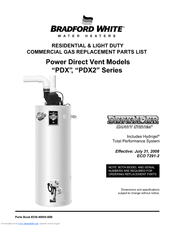 Bradford White PDX250T Series Replacement Parts List Manual