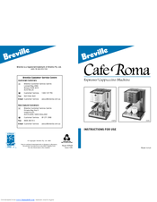 Breville Cafe Roma ESP6 Manuals 