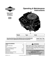 Briggs & Stratton 460000 Series Operating And Maintenance Instructions Manual