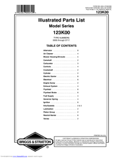 Briggs & Stratton 123K00 0132 Illustrated Parts List