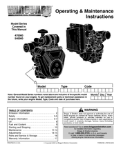 Briggs & Stratton Vanguard 470000 Series Operating & Maintenance Instructions