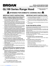 Broan QL130BC Ql100 Series Installation Instructions Manual