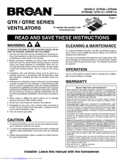 Broan QTR080 User Manual