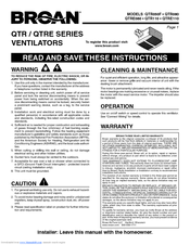 Broan QTR080 User Manual