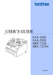 Brother Fax 2820 Manuals Manualslib