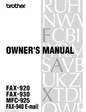Brother FAX-930 Owner's Manual