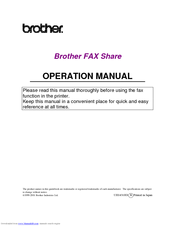 Brother FAX Shar Operation Manual