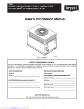 Bryant LEGACY PURON 704D Series User's Information Manual