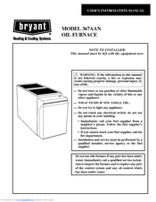 Bryant 367AAN User's Information Manual