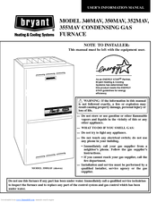 Bryant CONDENSING GAS FURNACE 355MAV Manuals | ManualsLib