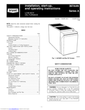 Bryant 367AAN Installation And Operating Instructions Manual