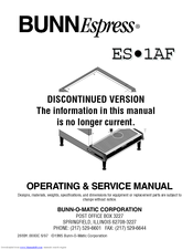 Bunn Espress ES.1AF Operating & Service Manual