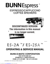 Bunn Espress ES-2A Operating & Service Manual