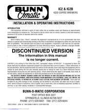 Bunn HC-1 Installation And Operating Instructions Manual