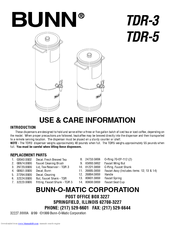 Bunn IGVS 6506 Use & Care Information