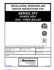 Burnham 204PV Installation, Operating And Service Instructions