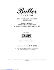 Butler MONAD A100 Owner's Information
